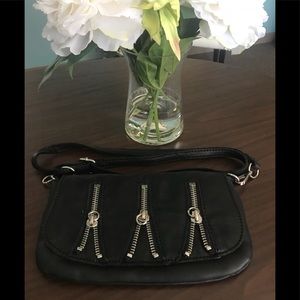 Linea Pelle black leather crossbody/clutch